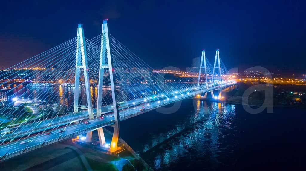 Фотообои Вантовый мост в Санкт Петербурге