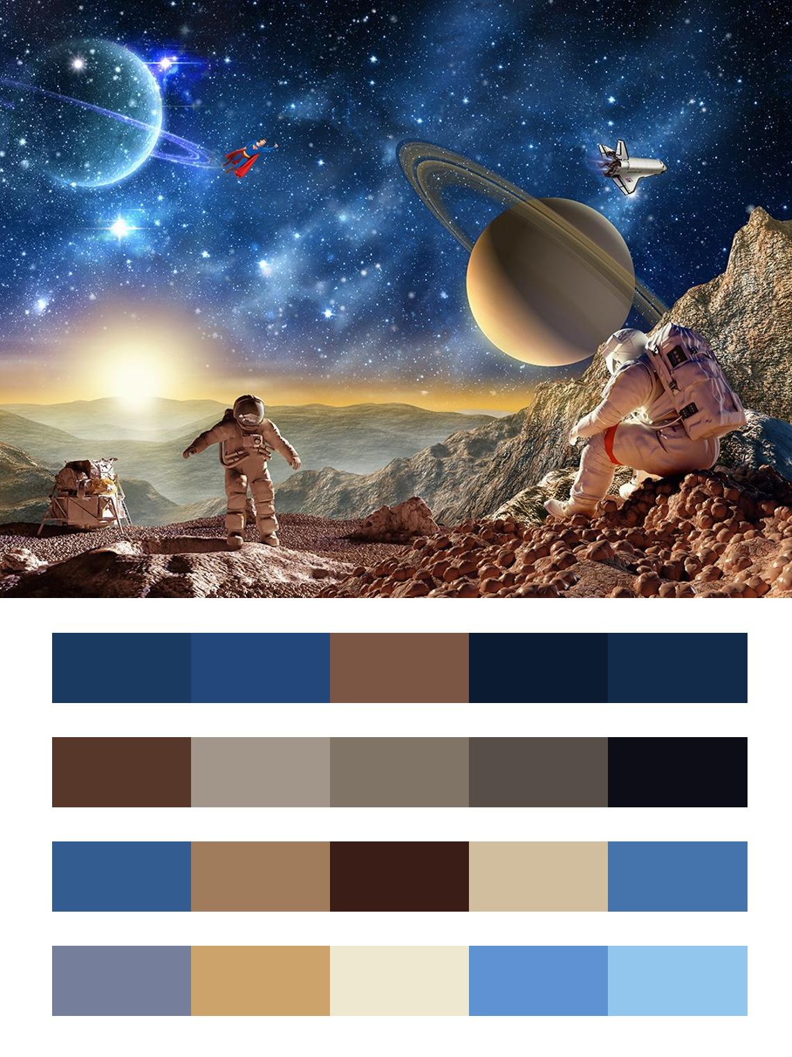 Космос и астронавт цвета
