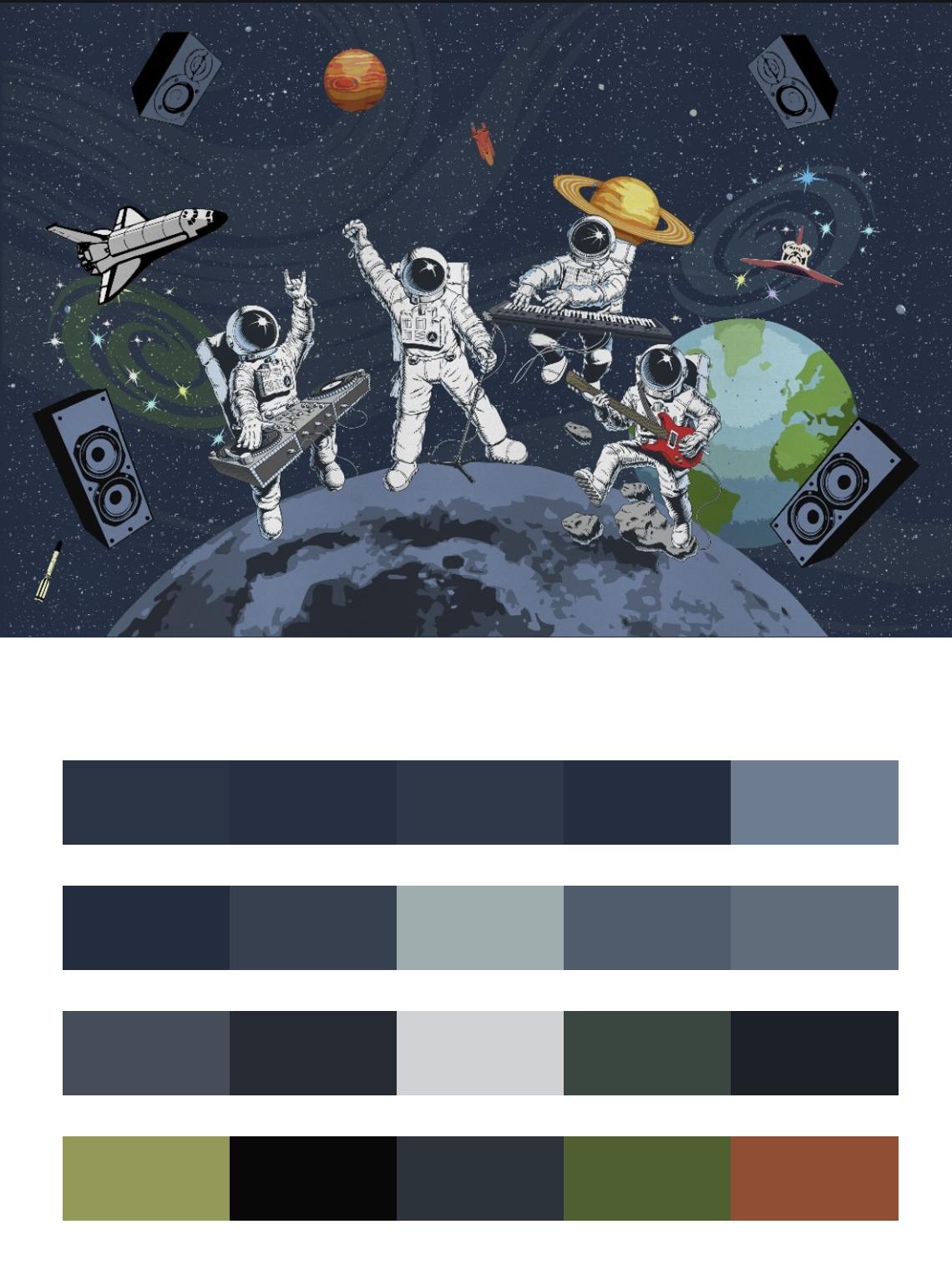 в детскую: музыкальная группа в космосе. цвета